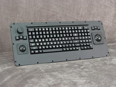 Cortron Model 117 Keyboard Multiple  Backlit Panel Mount Enclosure Special features: knob Mouse, PTT keys, extreme shock, O-ring gasket.