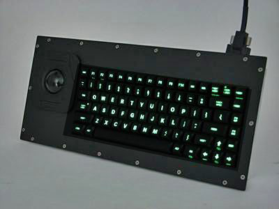 Cortron Model 80 Keyboard T20D  Backlit Panel Mount Enclosure Left Handed Trackball Location, Light Weight Airborne